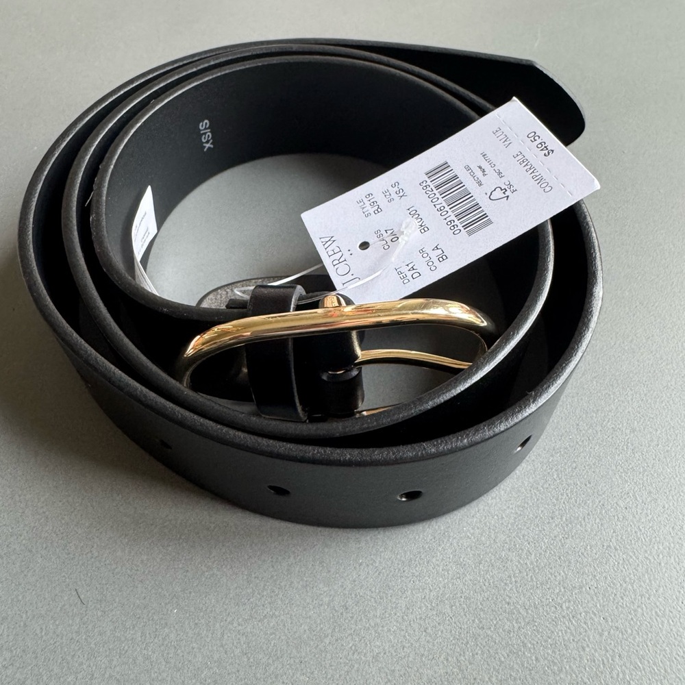 J.Crew Black Belt with Gold Buckle~Size XS-S